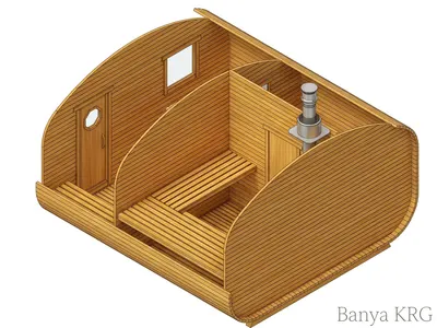 Баня-квадро-овалбочка "4x4.3" три помещения миниатюра 2